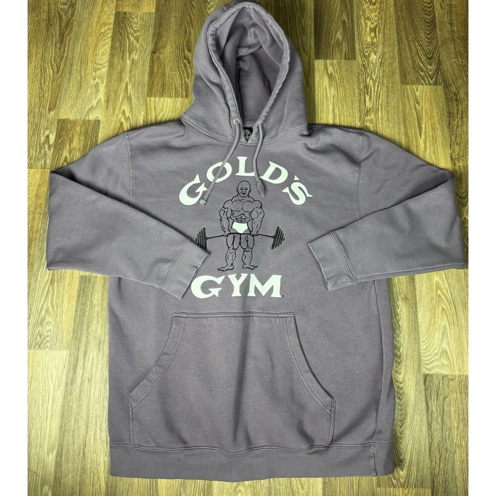 Gold’s Gym Hoodie Mens L Purple Muscle Joe Graphic Pullover Gym Streetwear Pump